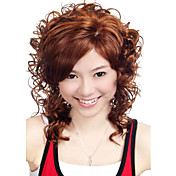 capless comprimento médio peruca sintética do cabelo dourado encaracolado (jf1062)