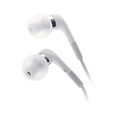 en la oreja los auriculares estéreo (blanco)
