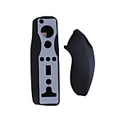 2-pieza de silicio caso para Wii / Wii U-mote controlador y negro nunchuck