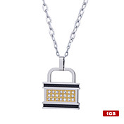 1GB Crystal Lock Style USB Flash Drive Necklace (Silver)