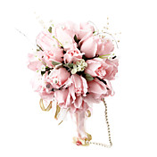 Beautiful Pink Round Wedding Bouquet/ Bridal Bouquet With Chiffon Beads Decoration