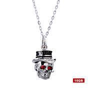 de acero inoxidable calavera de cristal usb2.0 flash collar de la unidad (16gb)