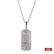 4gb Edelstahl Kristall Stil USB-Flash-Laufwerk Halskette (silber)