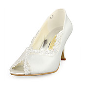 Satin Upper Stiletto Heel  Peep Toe With Stitching Lace Wedding Bridal Shoes
