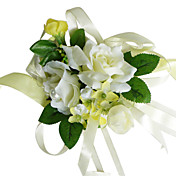 Elegant Ivory Silk Rose With Chiffon Decoration Wedding/ Bridal Wrist Flower(0797-SIM104)