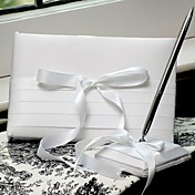 Pure White Guest Book And Pen Set With Ribbon Bow