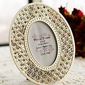 Gorgeous Silver Tone Crystal Accented Oval Picture Frame
