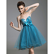 A-line Sweetheart Short/Mini Empire Taffeta And Tulle Cocktail Dress