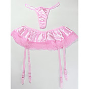 4 Straps Senior Emulation Silk Suspender Belts & Thong Set Party Garters
