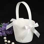 douce corbeille de fleurs arc en satin blanc