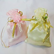 Peony Decorated Satin Favor Bag (Set of 12)