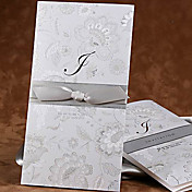 klassischen gedruckten Silber Dreifachfalz Hochzeitseinladung (set of 50)