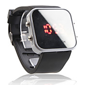Orologio LED sportivo, con quadrante quadrato, cinturino in silicone, unisex - Nero