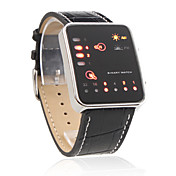 Orologio binario LED, unisex, cinturino in pelle PU - Nero