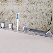 Chrome Two Handles Waterfall Widespread Tub Faucet