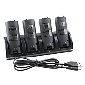 4-Port USB Charging Station + 4x1800mAh Rechargeable Batteries for Wii/Wii U Remote (Black)