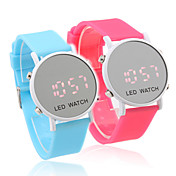 Paar Sport-Stil rote LED Gelee Armbanduhren - hellblau & Pfirsich rot