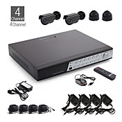 4CH CCTV Kit + 2pcs Black Dome Camera + 2pcs Black Waterproof Camera + 500GB HDD