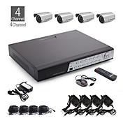 4CH CCTV Kit + 4pcs Dark Grey Waterproof Camera with 36pcs LED + 500GB HDD