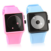 Par de Relojes Pulsera de Moda Minimalista con Correa de Silicona - Rosado y Azul