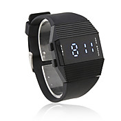 Silikon-Band Sport Stil unisex blaues Licht geführt Armbanduhr - schwarz