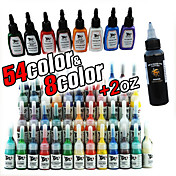 63 bouteilles de tatouage ink/54 * 5ml, 15ml et 8 * 1 * 2 oz