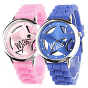 coppia di scavare stella schema orologi da polso al quarzo con decorazioni di design in cristallo - blu e rosa