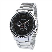 Fashion Men's Black Dial Sliver Band Wrist Watch