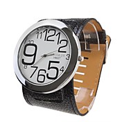 Big Number PU Band Quartz Wrist Watch For Women(Black)
