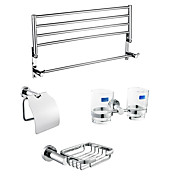 Chrome Finish Bathroom Hardware Accessory Set With 24 Inch Towel Shelf