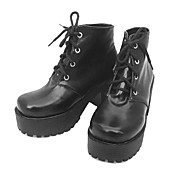 solas skid 3 "cone calcanhar sapatos pretos pu lolita