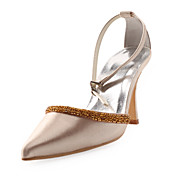 Top Quality Satin Upper High Heel Closed-toes With Beading Wedding Bridal Shoes