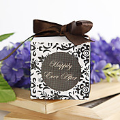 "Happily Ever After" Favor Box With Chocolate Ribbon (Set of 12)