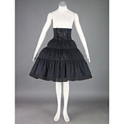 Knee-length Black Cotton Polyester Lolita Skirt