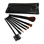 7 stk uld makeup børste sæt med gratis sort læder etui