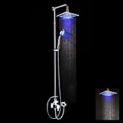 verchromt Farbwechsel LED Dusche Wasserhahn mit 8-Zoll-Duschkopf und Handbrause