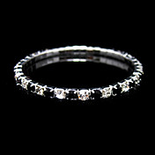 Black And Clear Ladies' Rhinestone Wedding Tennis In Silver Alloy