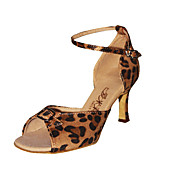 Ballroom Fashion Leopard Pattern Fabric Upper Dance Shoes Latin Shoes for Women