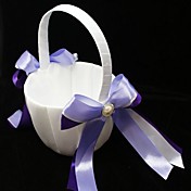 panier de fille de fleur avec des rubans doubles et de perles de faux