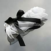 Elegant White Organza And Black Ribbon Wedding Garter