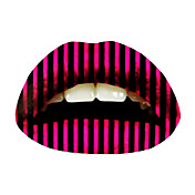 5 stk sort og pink stribe temporaty læbe tatovering mærkat