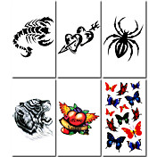 6 piezas de escorpión y la mariposa del tatuaje temporal mixta