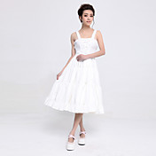 Sleeveless Tea-length White Cotton Polyester Sweet Lolita Dress