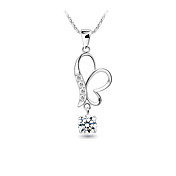 Sterling Silver Butterfly With Crystal Drop Necklace (More Colors)