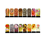 12pcs ongles armures d'art feuille enveloppe de patch autocollants jaune séries