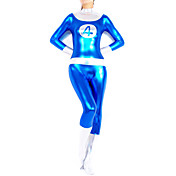 azul y plata brillante no.4 mujeres metálico catsuit de spandex