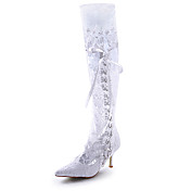 tacco alto in raso di qualità superiore ad alta chiuso le dita dei piedi da sposa stivali al ginocchio hiht / colori shoes.more nozze disponibili