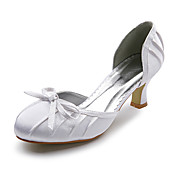 Top Quality Satin Upper Mid Heel Closed-toes With Bow Wedding Shoes/ Bridal Shoes .More Colors Available
