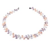 Elegant 3 Color Pearl Necklace - 17 Inch