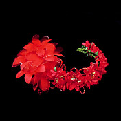 nydelig rød sateng og papir blomst krans / headpiece